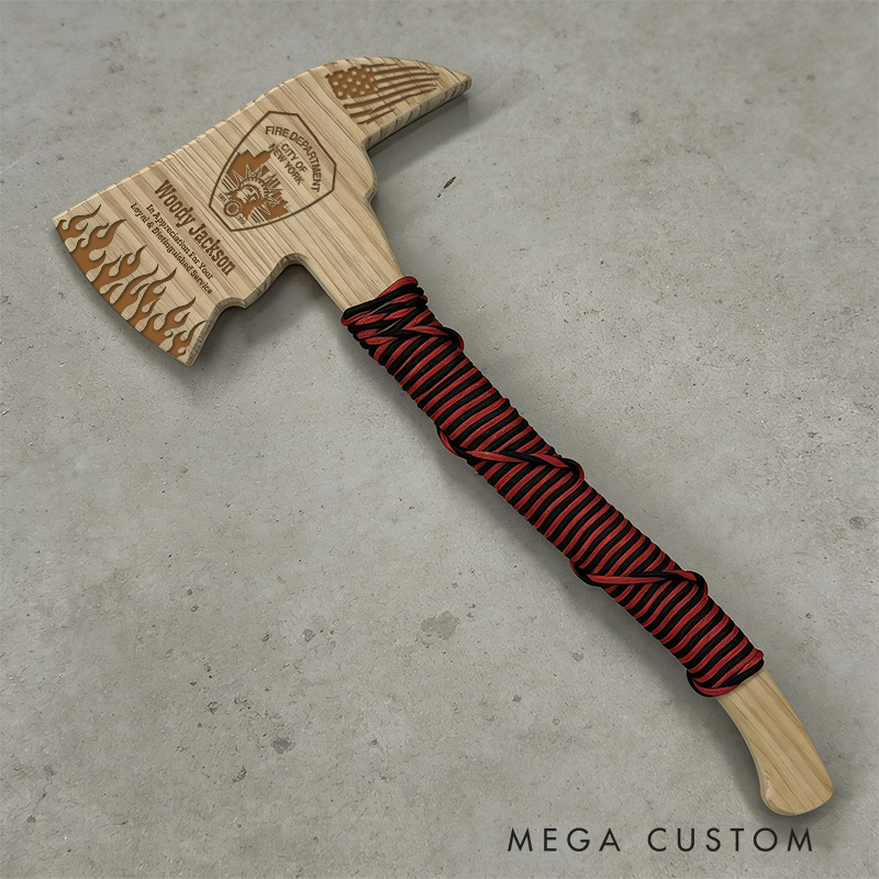 Personalized Firefighter Wooden Axe Custom Engraved Gift for Appreciation and Service
