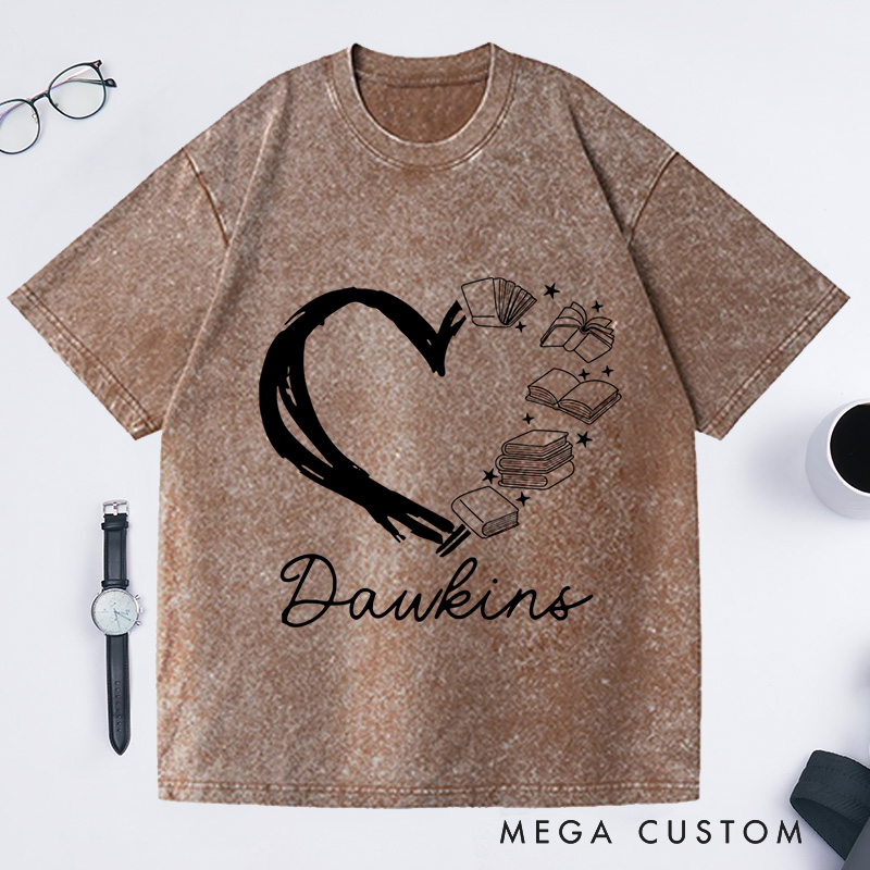 Personalized Love of Books Washed T-Shirts Book Lover Gift Reading Shirt Bookworm Shirt 