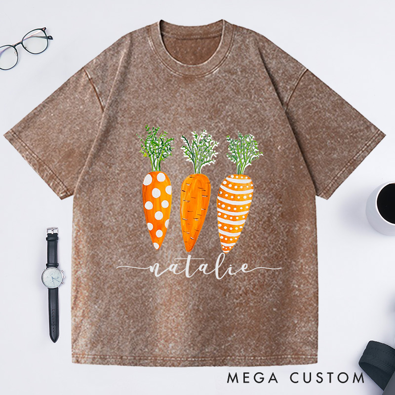 Personalized Carrots Washed T-Shirts Gardening Lover Gifts