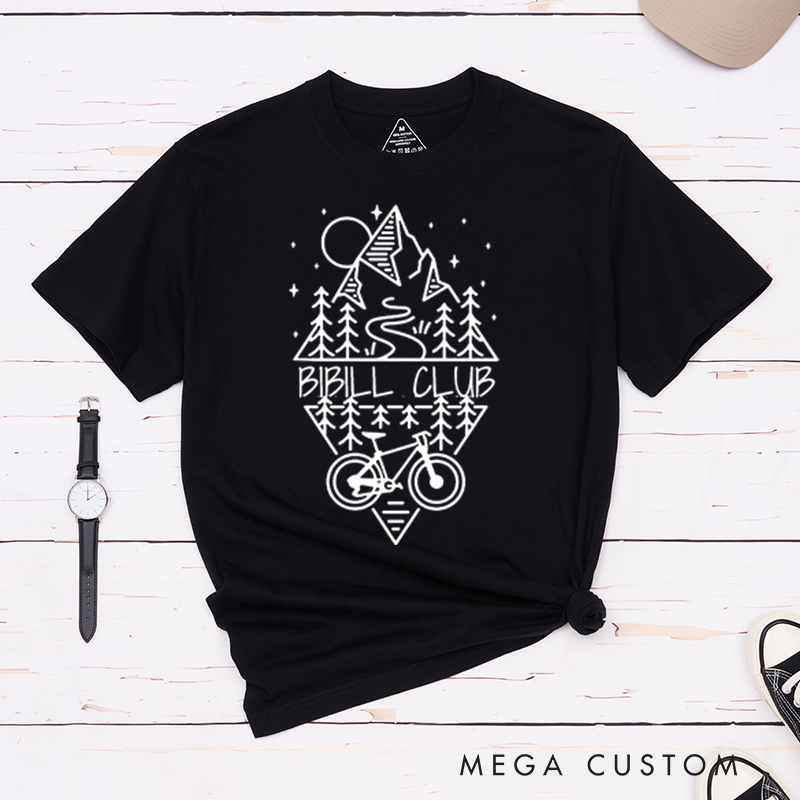 Personalized Adventure Cycling Club T-Shirt with Unique Mountain and Forest for Outdoor Adventures Riding Cycling Biking Enthusiasts