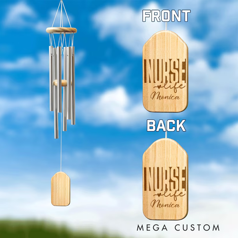Personalized Wind Chimes for Nurse Engraved Nurse Life Design Memorial Wind Chimes Retirement Wind Chime Sympathy Gift
