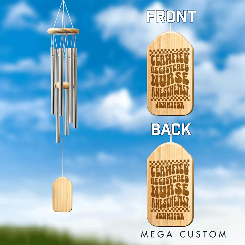 Personalized Wind Chimes for Nurse Engraved Certified Registered Nurse Anesthetist Design Memorial Wind Chimes Retirement Wind Chime Sympathy Gift