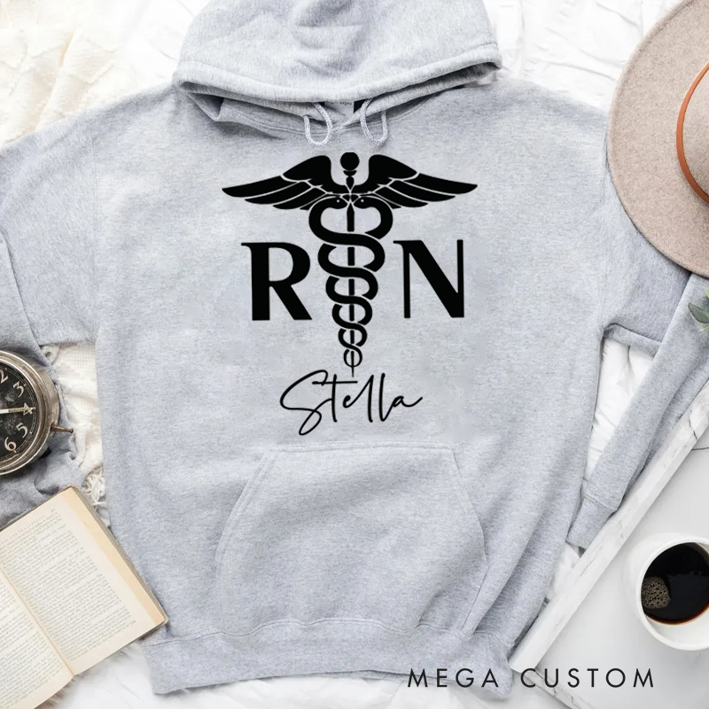 Personalized Hoodies for Nurse RN Caduceus Symbol Hoodies Appreciation Gift for Nurse