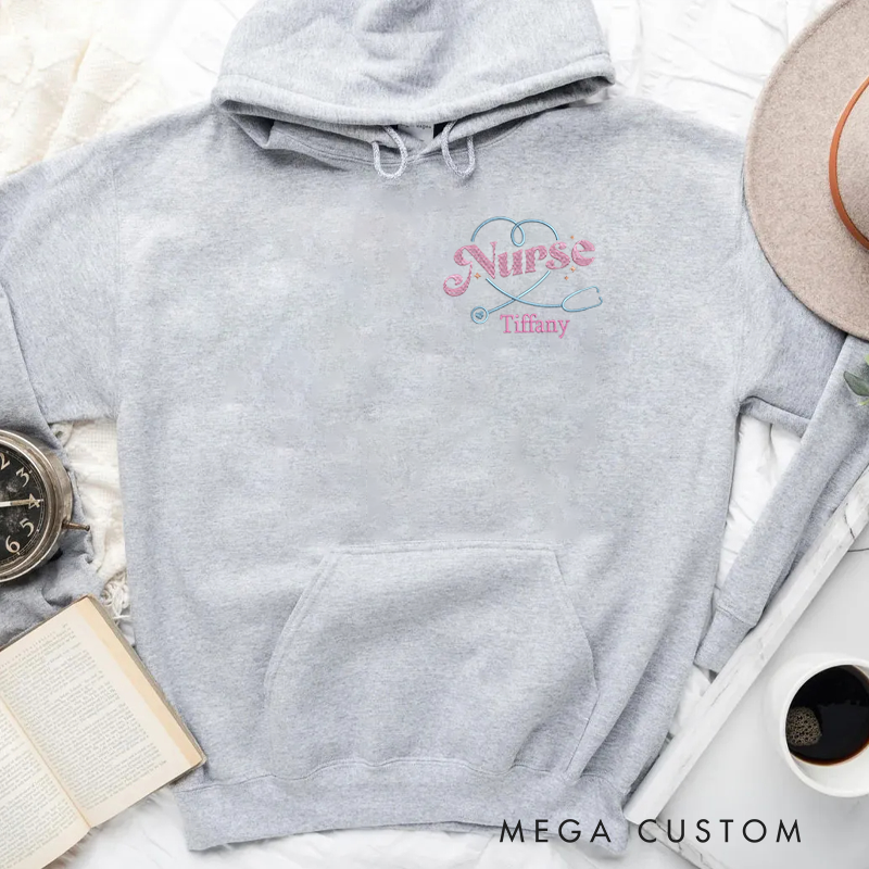 Personalized Hoodies for Nurse Embroidery with Stethoscope Hoodies Appreciation Gift for Nurse