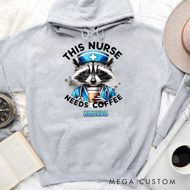 Personalized Hoodies for Nurse Raccoon Dressed as a Nurse Hoodies Appreciation Gift for Nurse