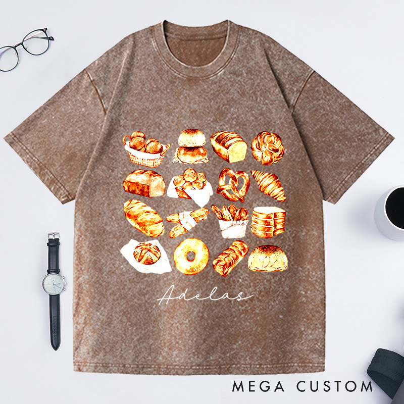 Personalized Bread Baker Washed T-Shirts Bread Chart Shirt Baking Gift for Foodie Shirt Sourdough Shirt Baker Gift