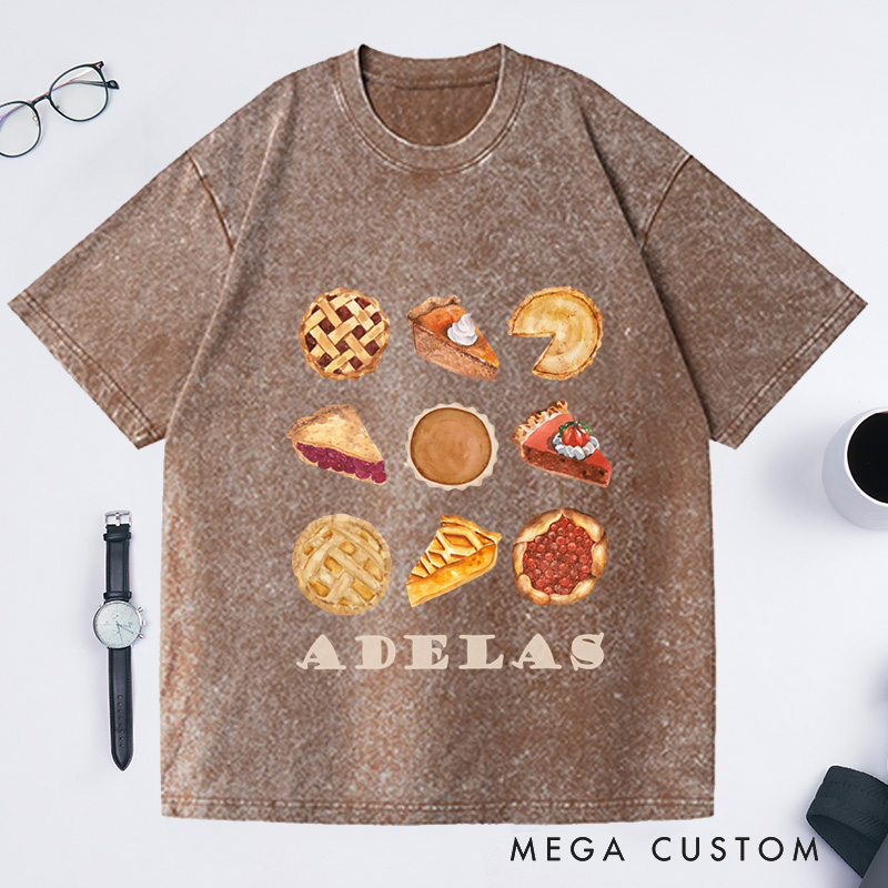 Personalized Comfort Colors Pumpkin Pie Washed T-Shirts Fall Shirt Thanksgiving Gift Thanksgiving Shirt