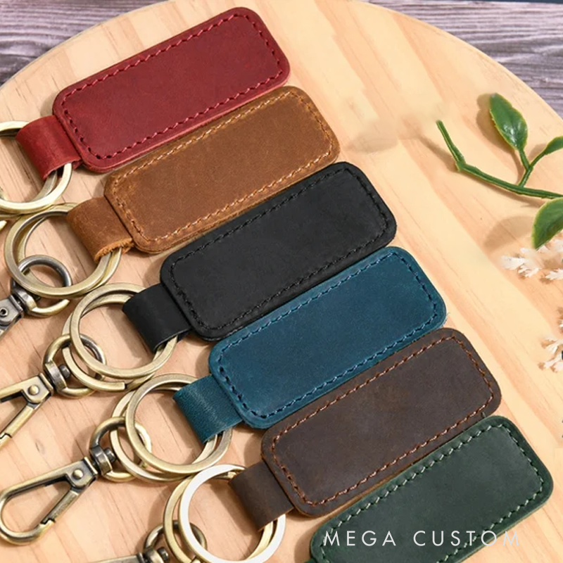 Personalized Leather Keychain with Fire Rescue Design Custom Initial Engraved Keyring Gift for Firefighter