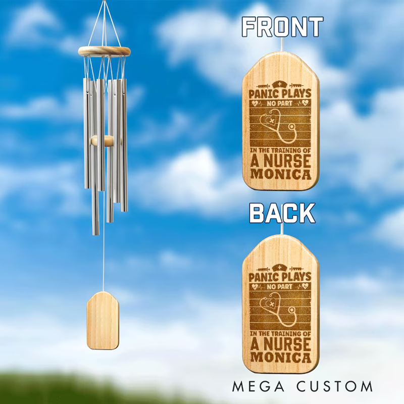Personalized Wind Chimes for Nurse Panic Plays No Part in the Training of a Nurse Design Memorial Wind Chimes Retirement Wind Chime Sympathy Gift