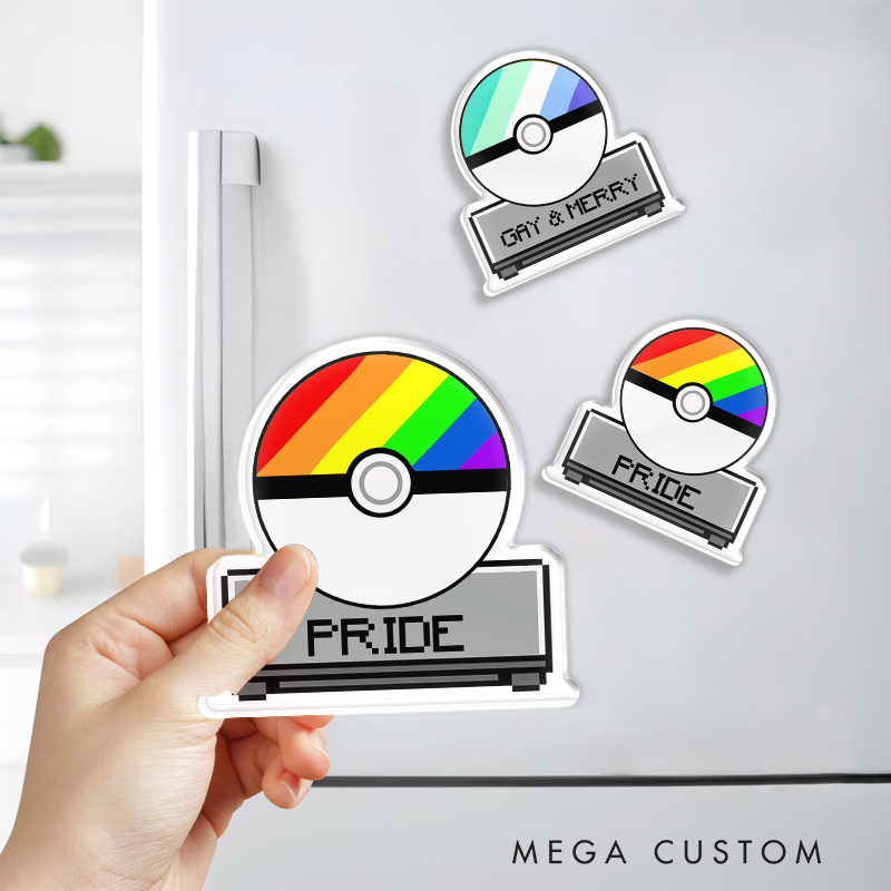 Personalized Pride Flag Ball Fridge Magnets LGBTQ Pride Gamers Magnets Anime Lovers Gaming Fridge Decal