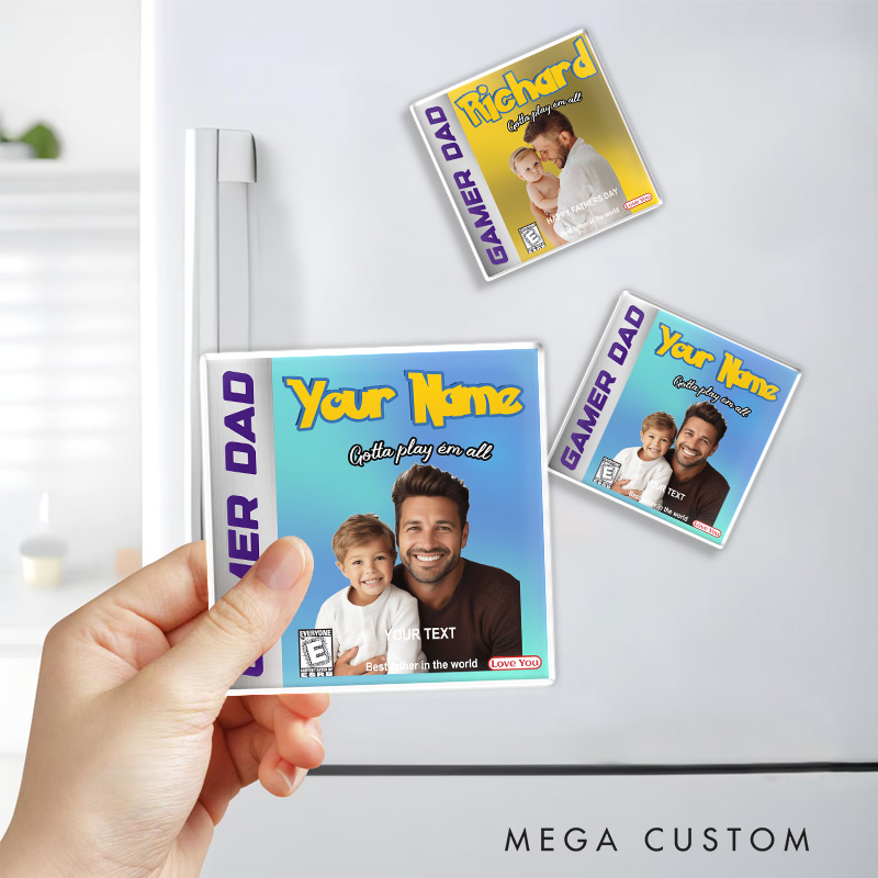 Personalized Game Card Cover Fridge Magnets for Dad Gamers Magnets Father's Day Anime Lovers Gaming Fridge Decal
