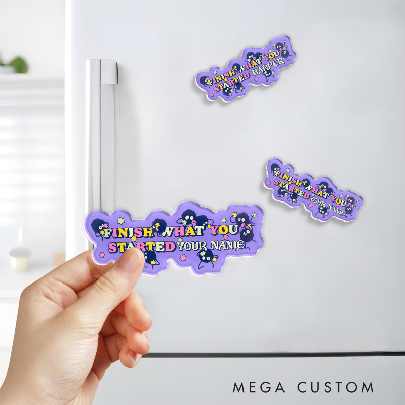 Personalized Anime Fridge Magnets Finish What You Started Japanese Kawaii Magnets for Anime Lovers Studio Inspired Fridge Decal