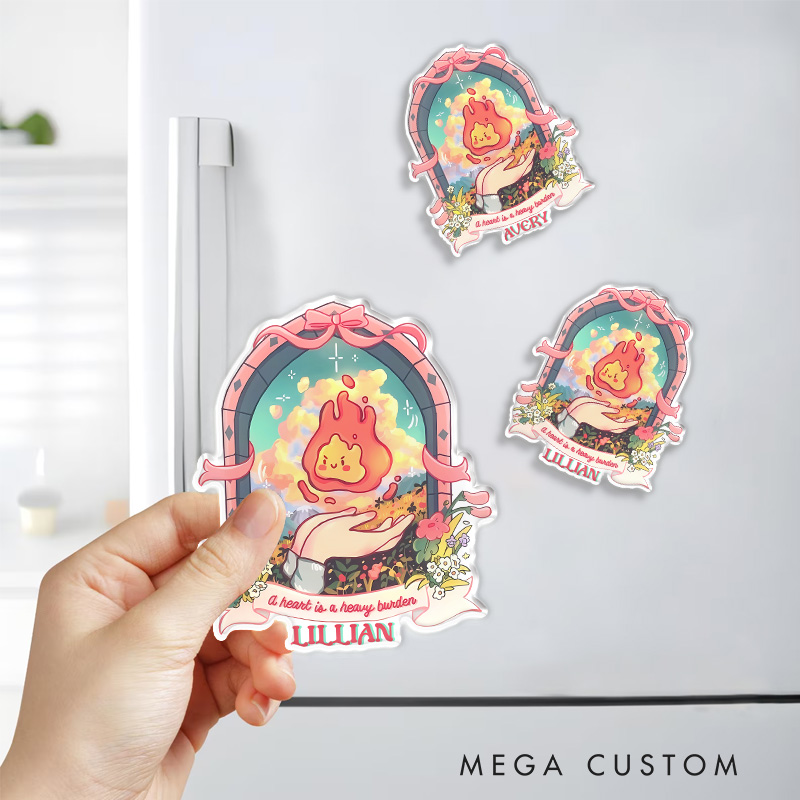 Personalized Anime Cute Fire Fridge Magnets Japanese Kawaii Magnets for Anime Lovers Studio Inspired Fridge Decal