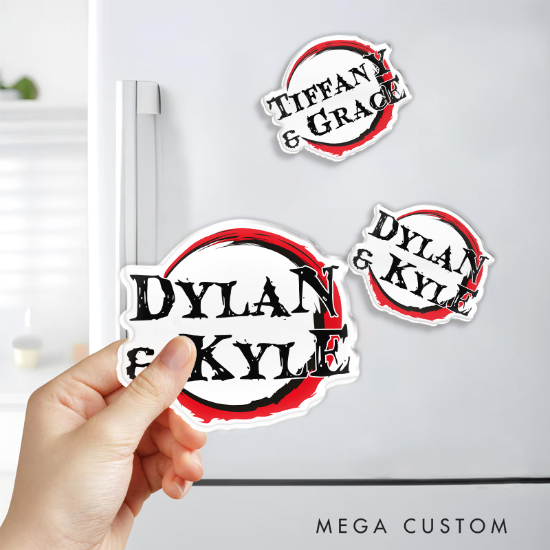 Personalized Demon Anime Name Fridge Magnets Japanese Manga Comic Magnets for Anime Lovers Fridge Decal