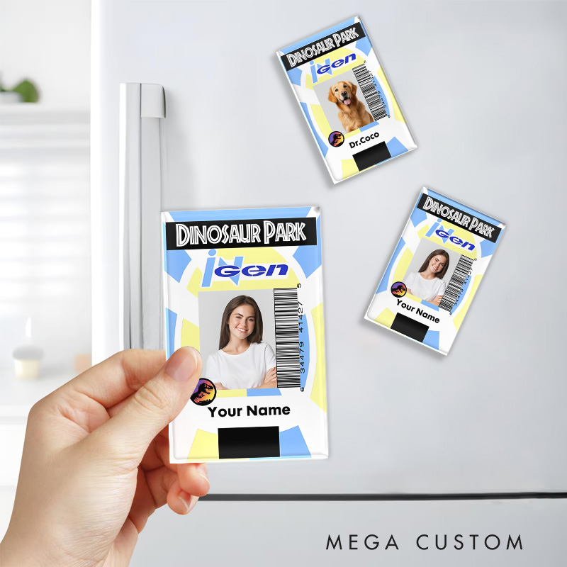 Personalized Park Gen Lab Tech Movie Fridge Magnets Dinosaur Magnets for Movie Lovers 90s Park Guest Fridge Decal