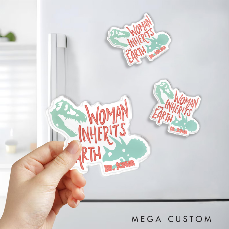 Personalized Woman Inherits Earth Movie Fridge Magnets Dinosaur Magnets for Movie Lovers 90s Park Guest Fridge Decal