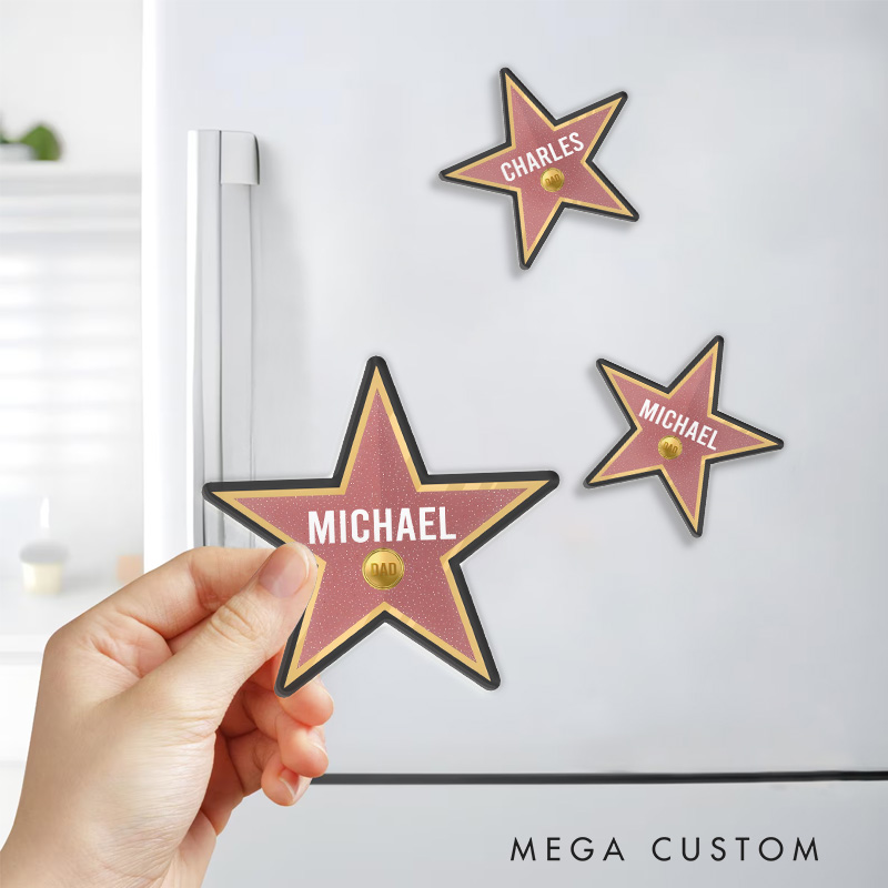 Personalized Dad of Fame Fridge Magnets Funny Father's Day Movie Magnet Star Magnets for Father Dad Fridge Decal
