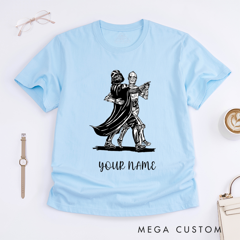 Personalized Robot Dance Partners T-Shirt Custom Name Unique Retro Art Tee for Men and Women Perfect Birthday Present