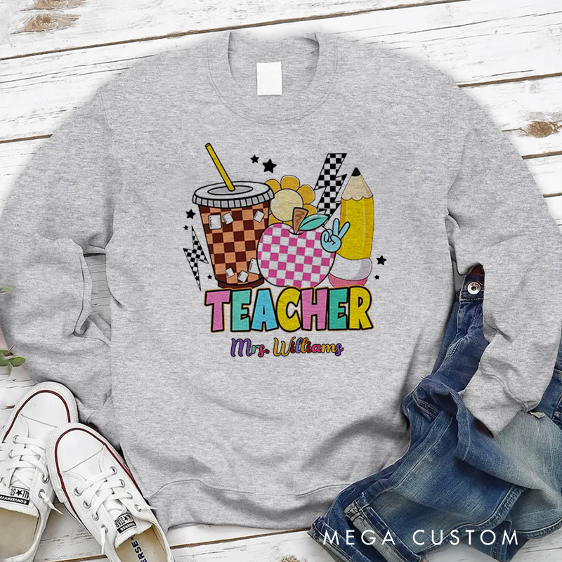 Personalized Hoodies for Teachers Colorful and Playful Decorative Hoodies Appreciation Gift for Teachers