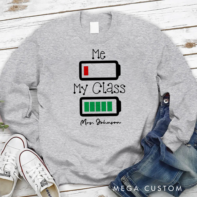 Personalized Hoodies for Teachers Two Battery Icons Funny Design Hoodies Appreciation Gift for Teachers