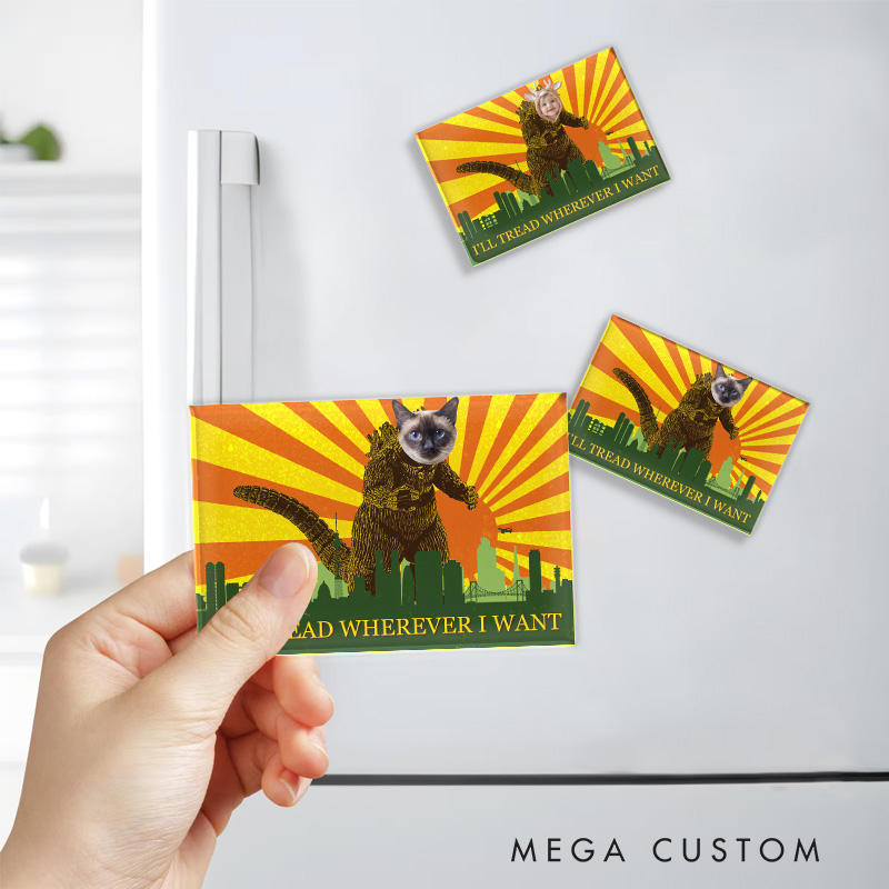 Personalized I'll Threat Whatever I Want Funny Movie Fridge Magnets Cat Dog Photo Magnets for Monster Film Lovers Dog Mom & Dad