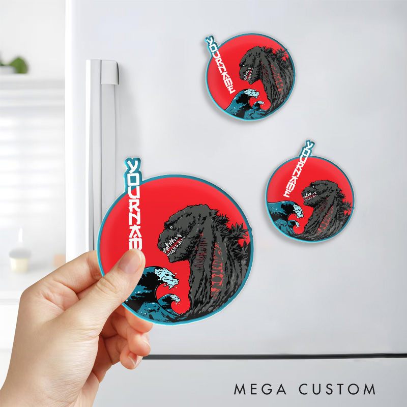 Personalized Japanese Monster Last Funny Movie Fridge Magnets Kaiju Movie Magnets for Monster Film Lovers Halloween Fridge Decal