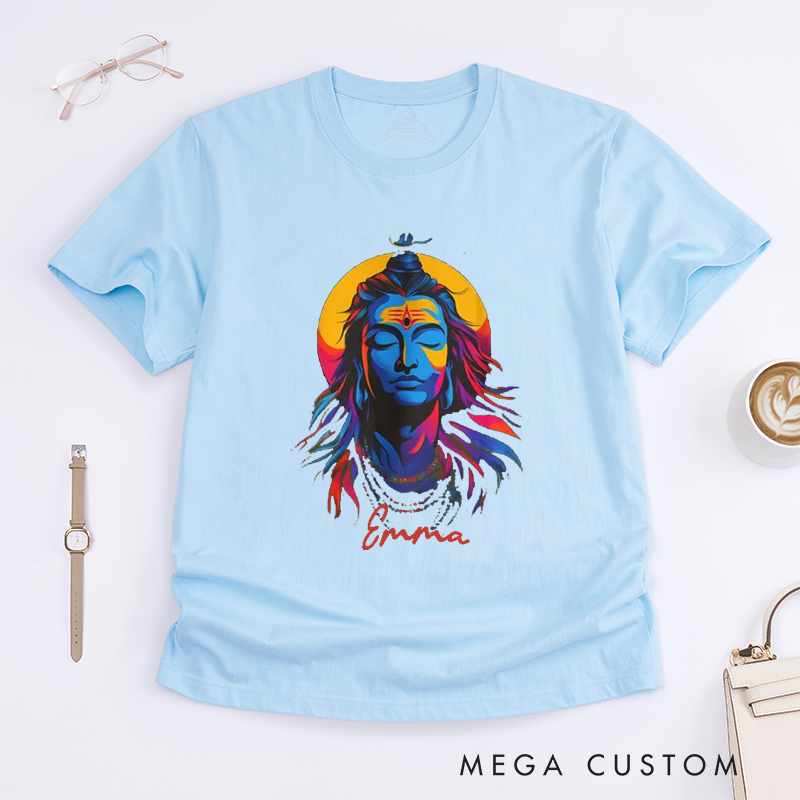 Personalized Shiva Meditation T-Shirt Lord Shiva Yoga T-Shirt Mahadev Graphic Tee Om Namah Shivaya Tee Yoga Lover