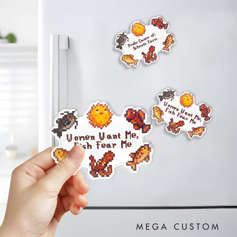 Personalized Women Want Me Fish Fear Me Game Fridge Magnets Farming Gamer Magnets Valley Geek Gaming Nerd Fridge Decal