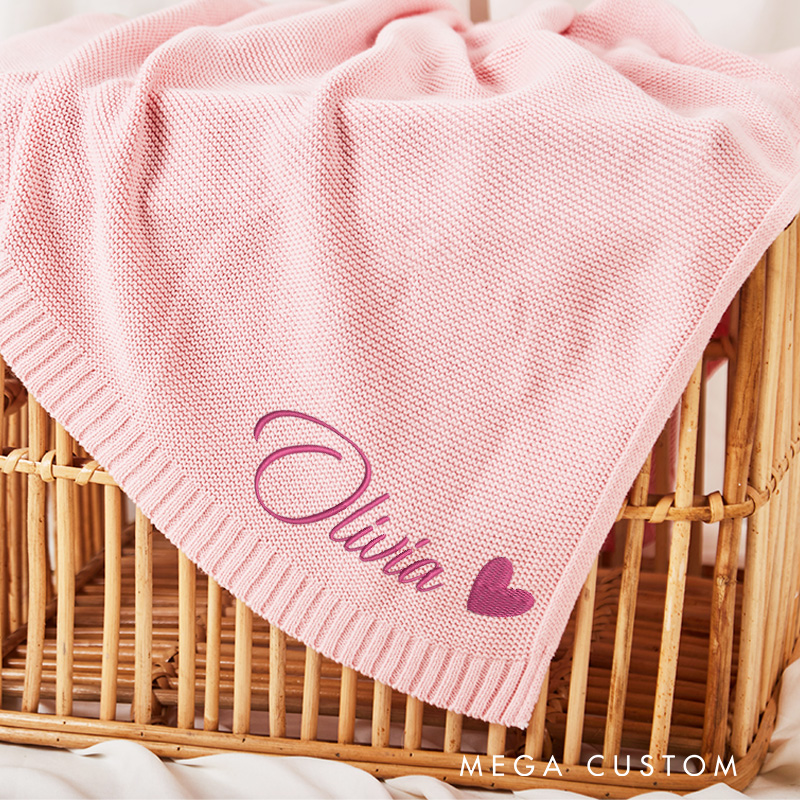 Personalized Embroidered Baby Name Blanket Baby Shower Gift Newborn Baby Gift Nursery Blanket