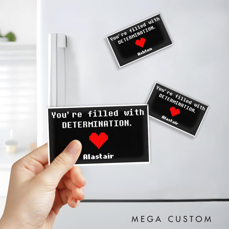 Personalized Determination Pixel Game Fridge Magnets Video Game Magnets Motivational Game Fridge Decal