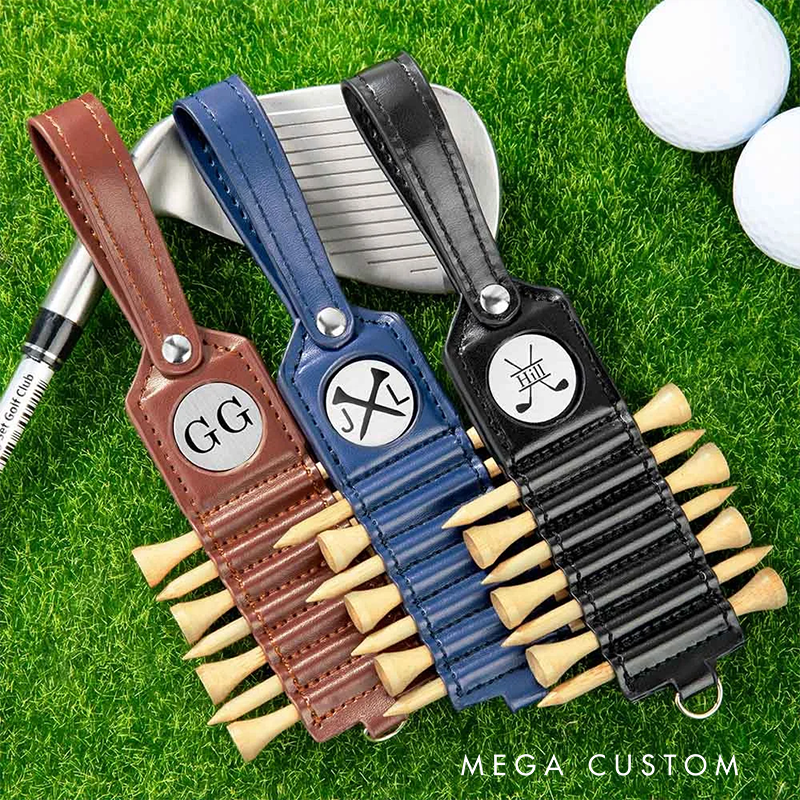Personalized Leather Golf Tee Holder with Customizable Designs for Golf Enthusiasts