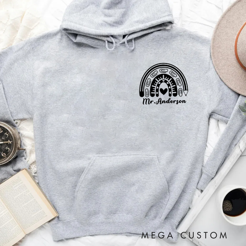 Personalized Hoodies for Teachers Rainbow Shape Hoodies Appreciation Gift for Teachers