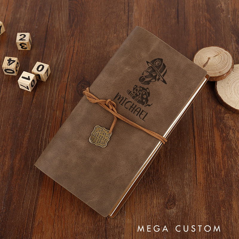 Personalized Retro Notebooks for Firefighter Custom Firefighter Dalmatian Design Notebook Engraved Leather Notebook Gifts