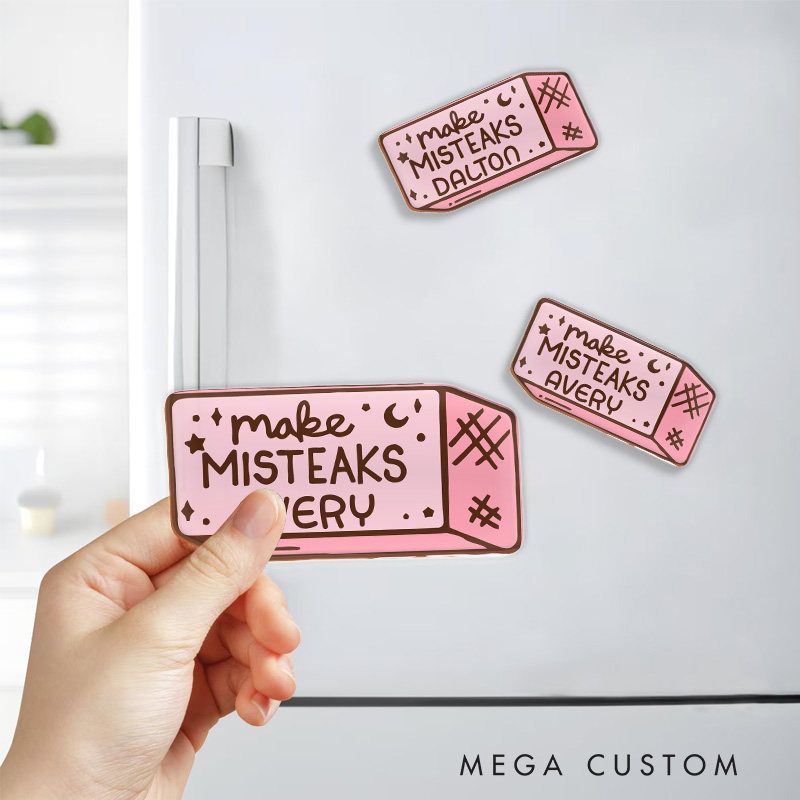 Personalized Make Misteaks Artist Fridge Magnets Eraser Rubber Motivational Magnets Art Lover Illustration Fridge Decal