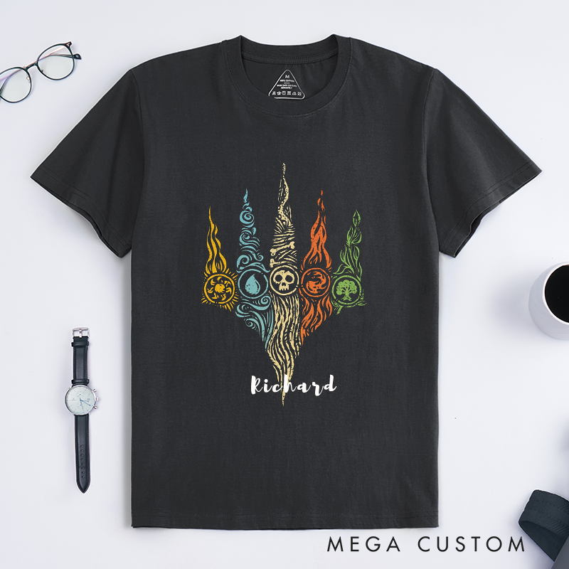 Personalized Elemental Symbol Classic T-Shirts Custom Name Gift  Unique Artistic Graphic Cotton Tee for Fans of Fantasy and Magic Lovers