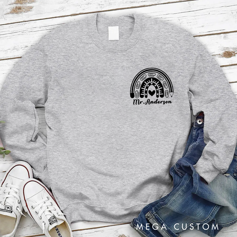 Personalized Hoodies for Teachers Rainbow Shape Hoodies Appreciation Gift for Teachers