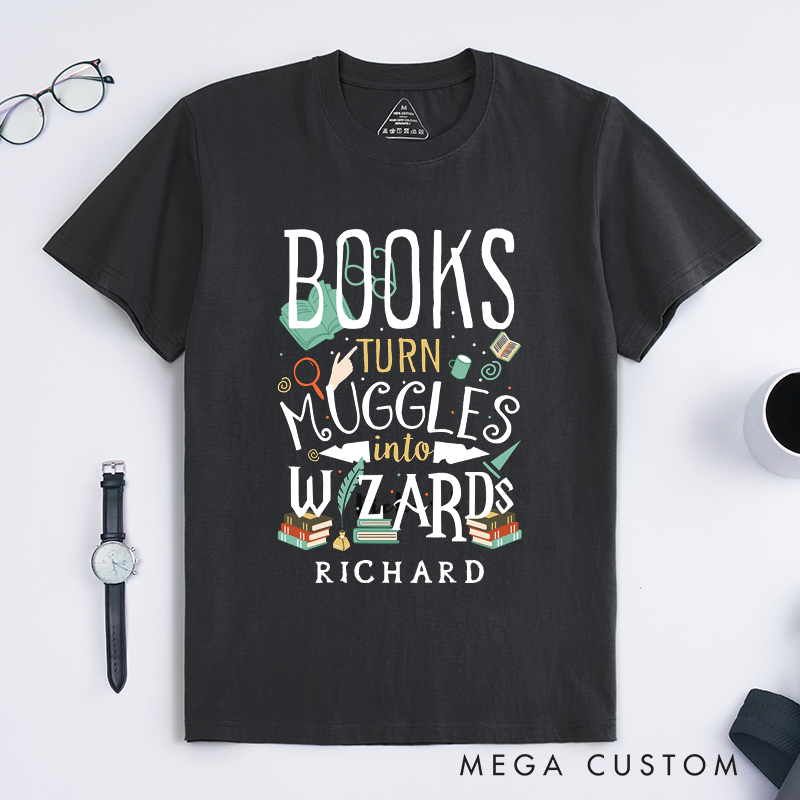 Personalized Books Lovers Classic T Shirts Custom Reading Inspires Creativity Gift for Readers Bookworms Teachers Students Unique Present for Him Her