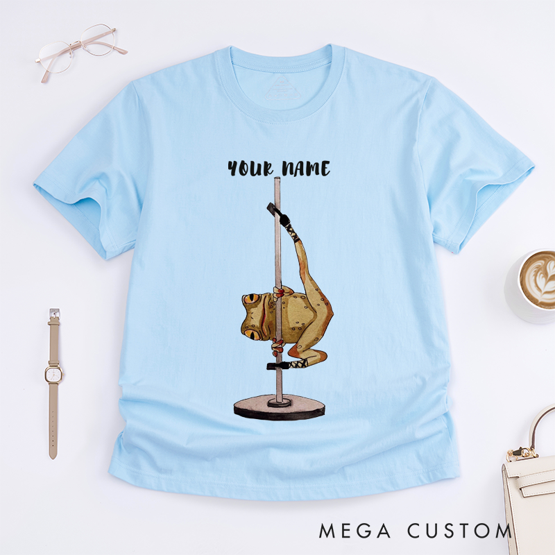 Personalized Frog Pole Dancing T-Shirt Funny Custom Name Unisex Gift Cute Animal Dance Lover Unique Customizable Present for Friends Family