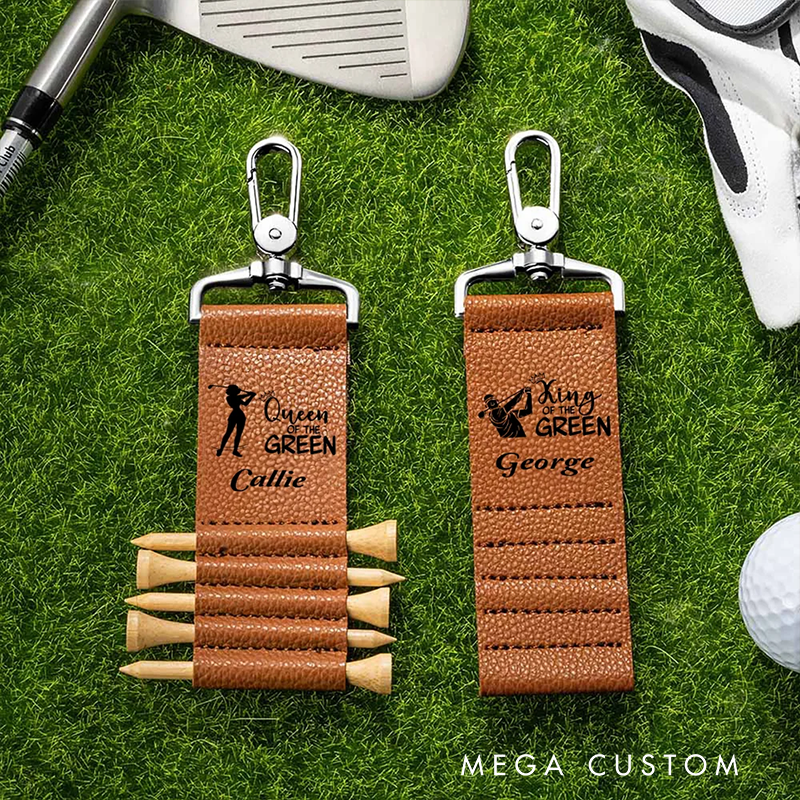 Personalized Golf Tee Holder Keychain with Custom Name and Unique Designs