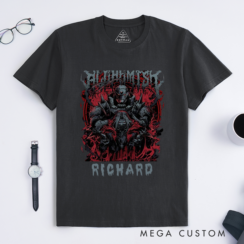 Personalized Dark Fantasy Armor Robot Graphic Classic T-Shirts Custom Gothic Metal Style Cool Gift for Fans of Unique Anime Art and Streetwear Lovers