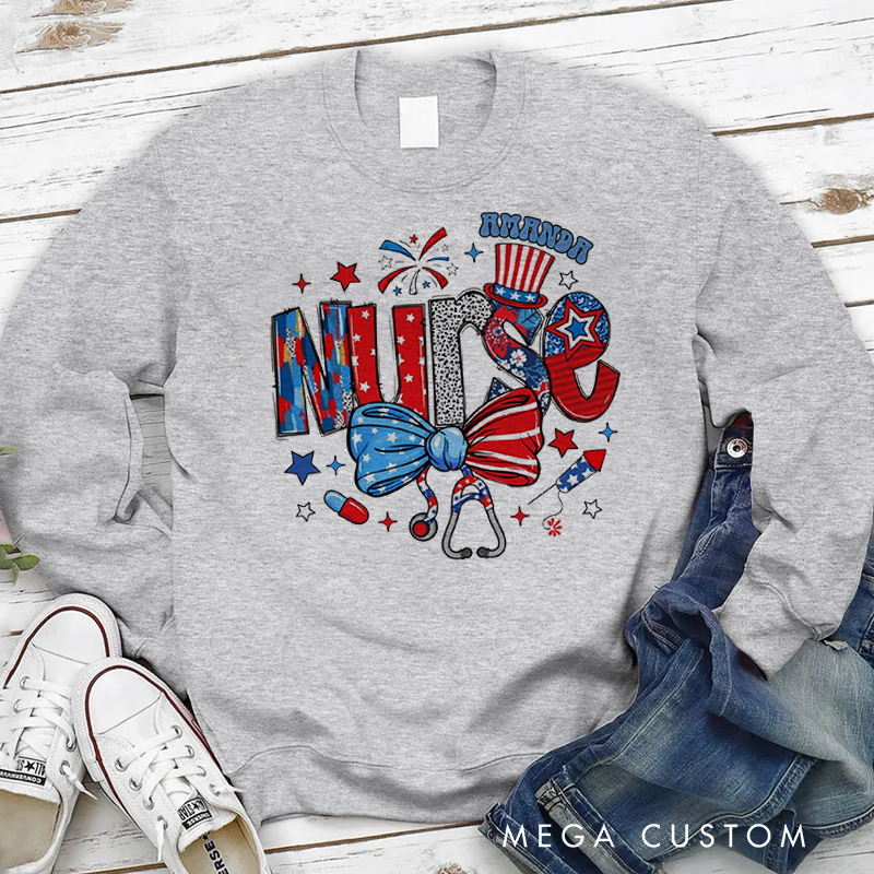 Personalized Nurse Sweatshirt Enhanced with Festive Elements Appreciation Gift for Nurse