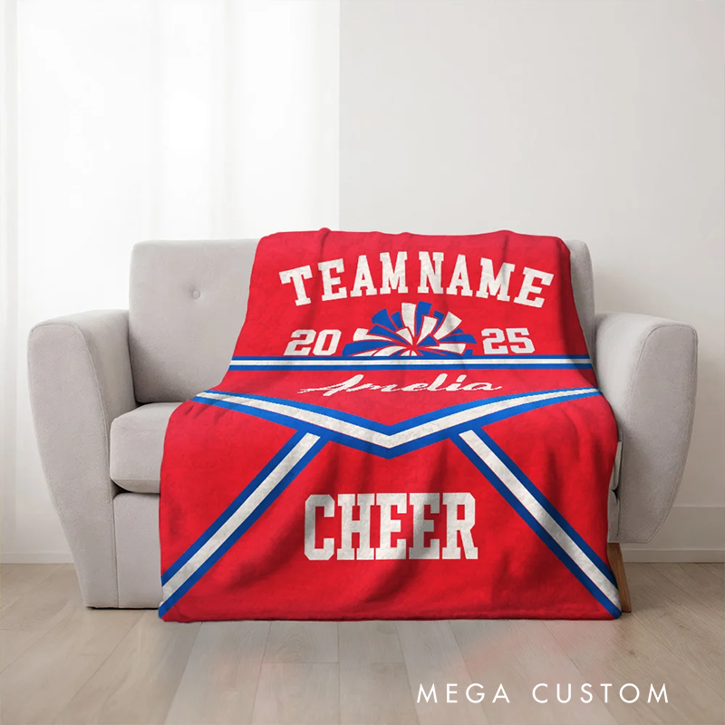 Personalized Cheerleading Blanket with Custom Team Name Year and Name Design
