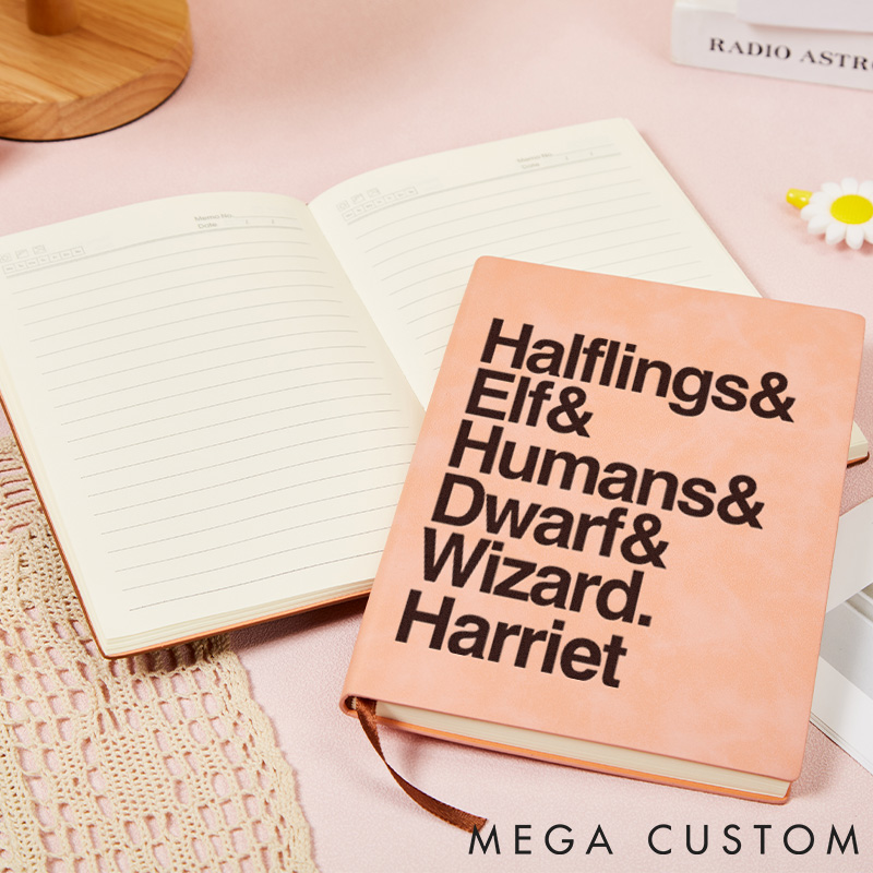 Personalized Fantasy Lineup Leather Notebook Gift for Geek Nerd Technology Lovers Journal