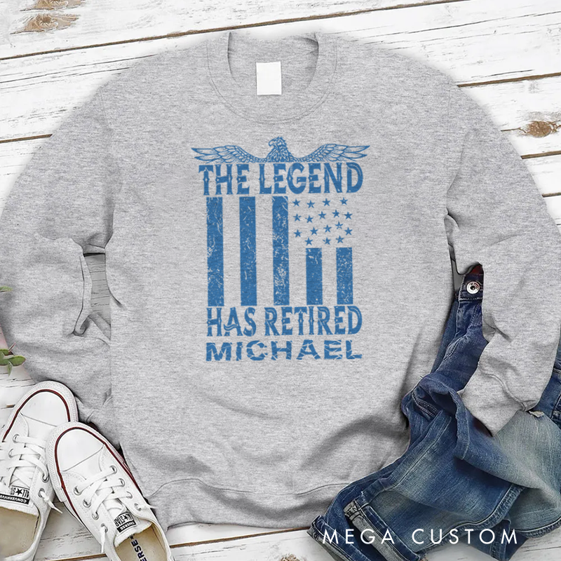 Personalized Policeman Sweatshirt the Legend has Retired Appreciation Gift for Police Officers