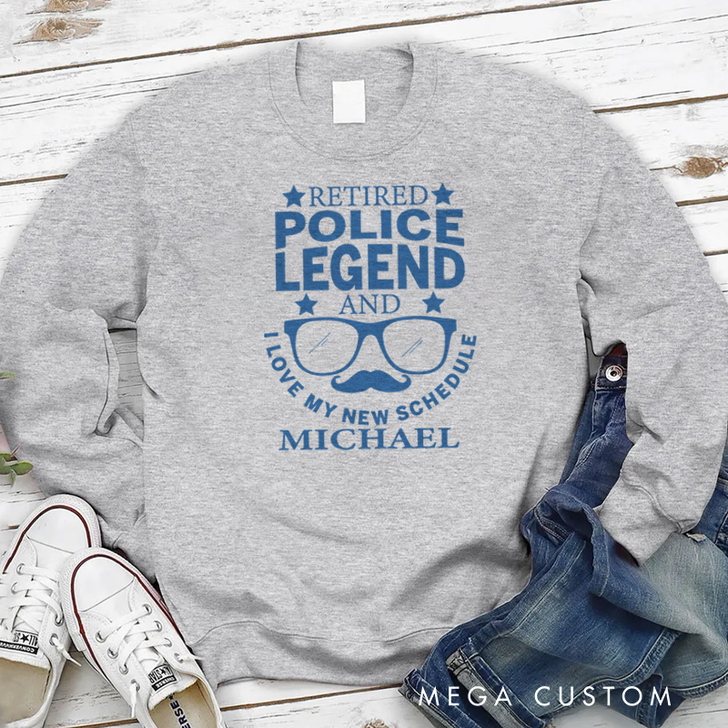 Personalized Policeman Sweatshirt Retired Police Legend Appreciation Gift for Police Officers