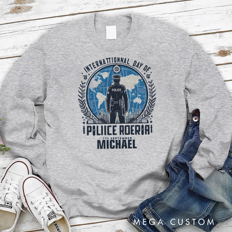 Personalized Policeman Sweatshirt International Day of Police September Seven Appreciation Gift for Police Officers