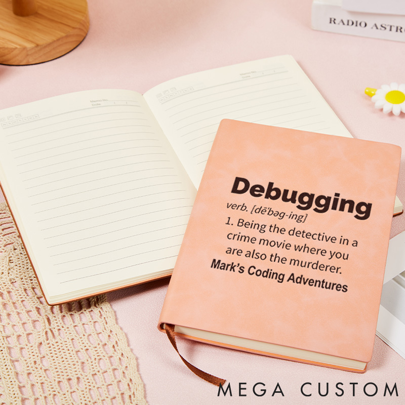 Personalized Computer Technology Lovers Leather Notebook Programmer Debugging Journal Gift for Geek Nerd