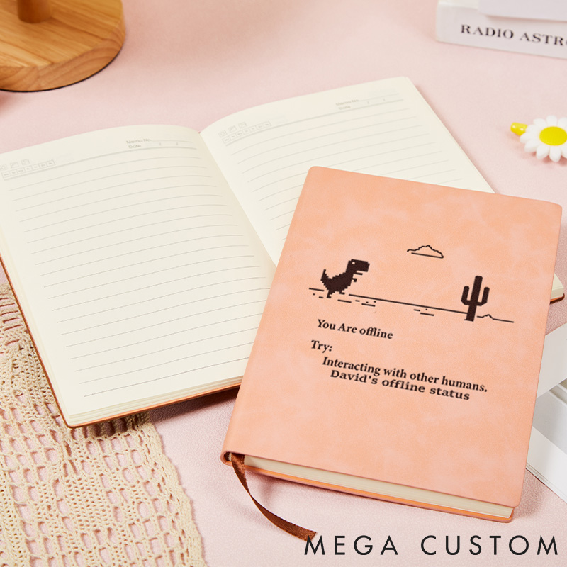 Personalized Offline Mode Programmer Lovers Leather Notebook Computer Technology Lover Journal Gift for Geek Nerd