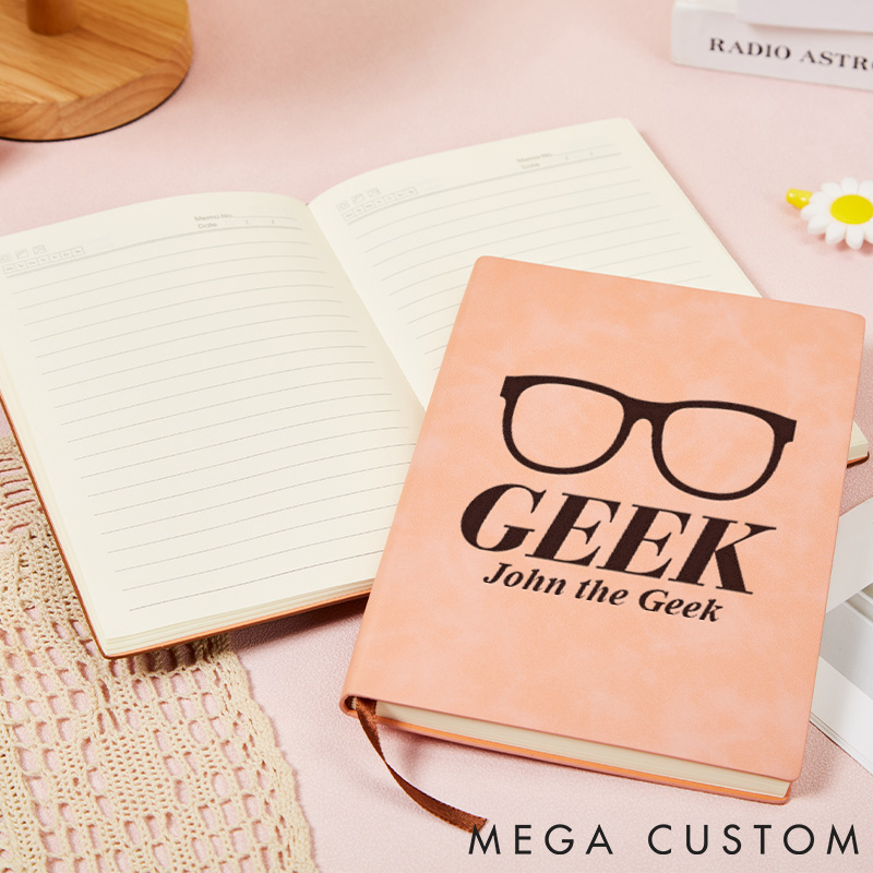 Personalized Geek Mode Lovers Leather Notebook Computer Technology Lover Journal Gift for Geek Nerd