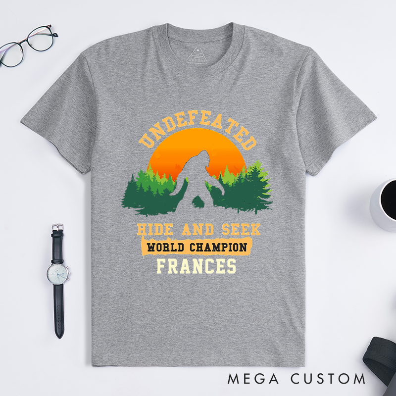 Personalized Undefeated Hide and Seek World Champion T-Shirt Hiking Travel Camping Adventurers Lovers Shirt Gift for Camping 
